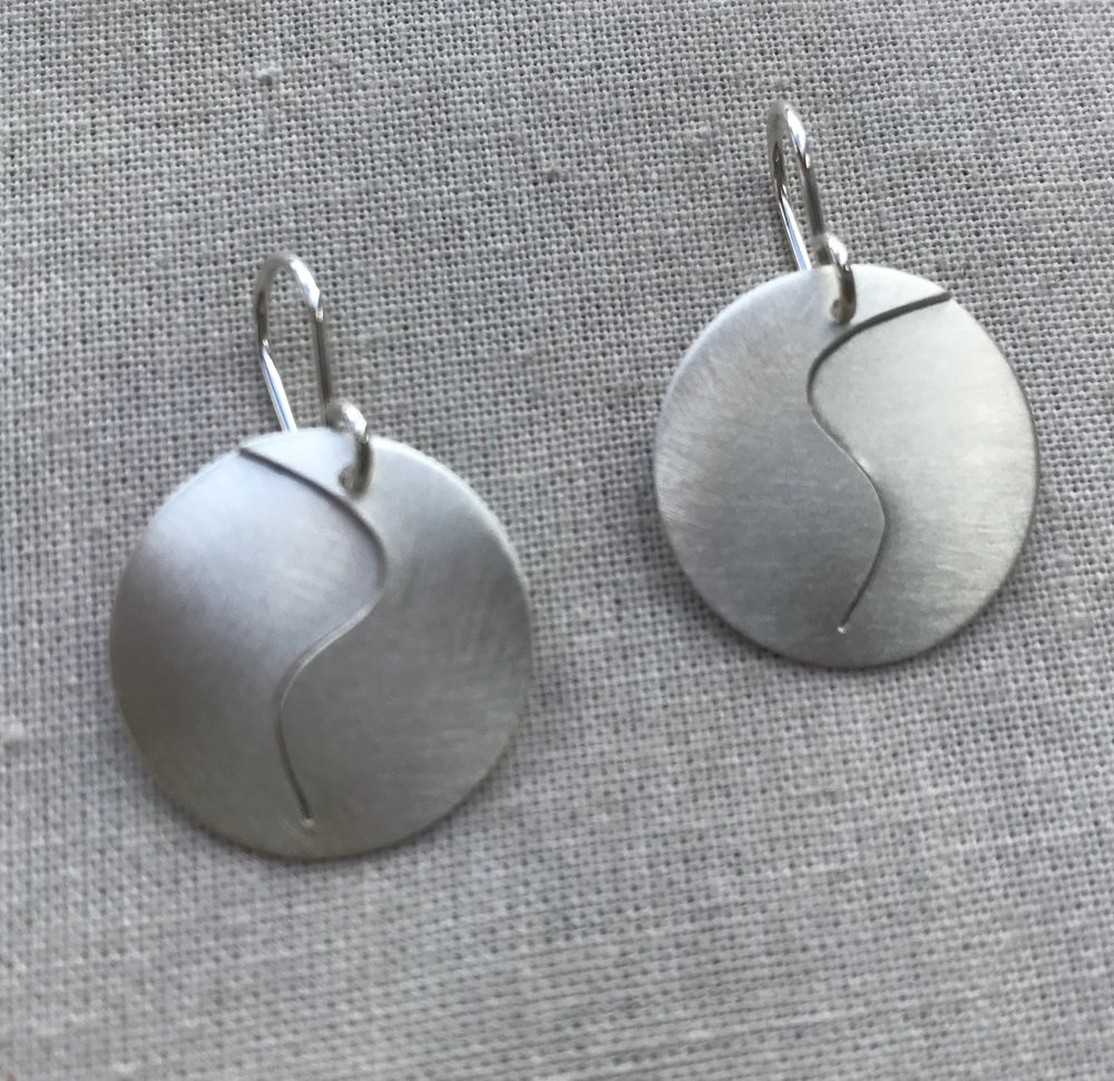 Matte Silver Swirl Drop Earring