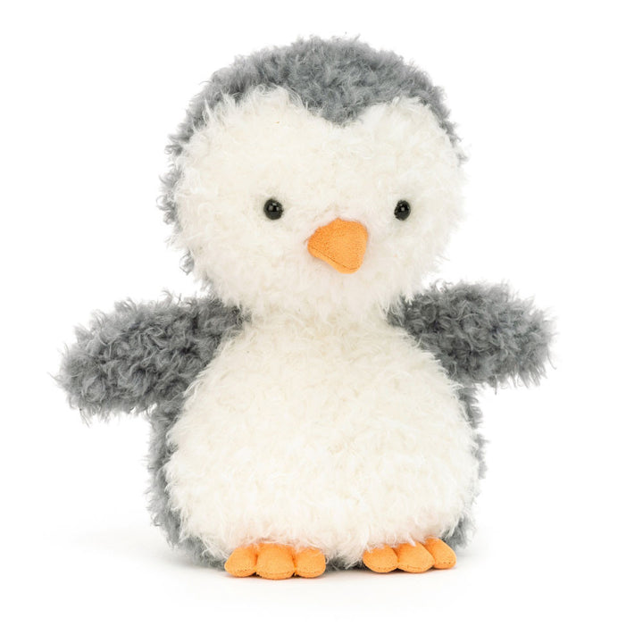 Soft grey and white plush penguin with orange beak and feet, Little Penguin