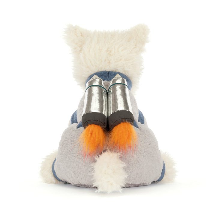 munro scottie dog plush in astronaut space outfit with rocket pack
