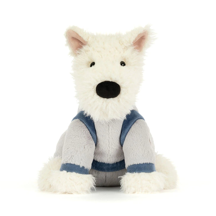 munro scottie dog plush in astronaut space outfit with rocket pack