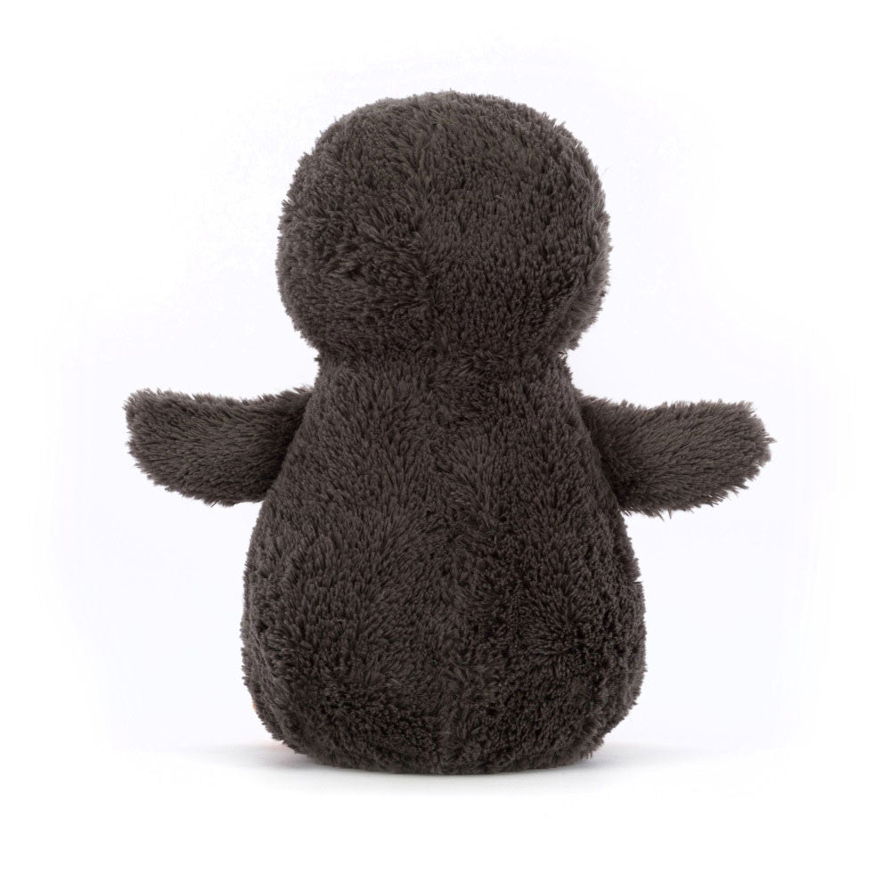“Jellycat Peanut Penguin plush toy with soft grey and cream fur” Medium, back view