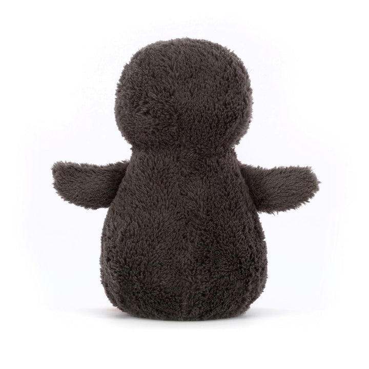 “Jellycat Peanut Penguin plush toy with soft grey and cream fur” Medium, back view