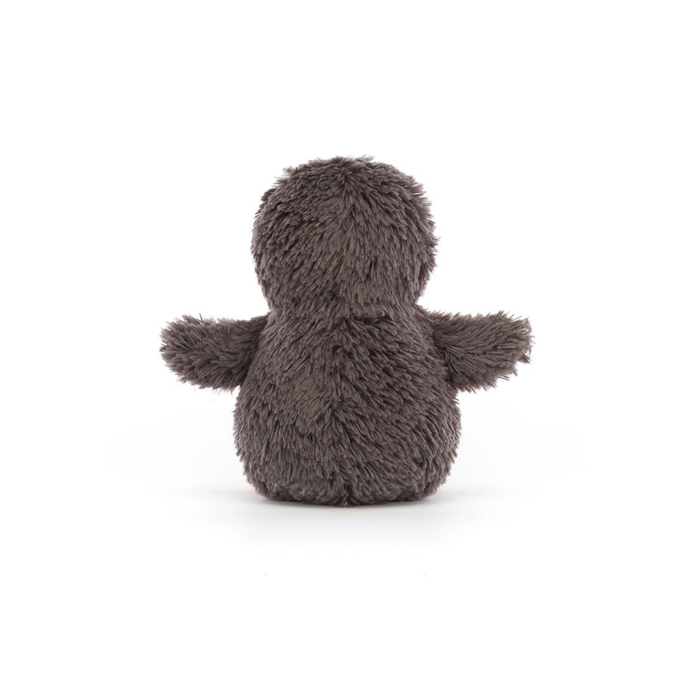 “Jellycat Peanut Penguin plush toy with soft grey and cream fur” Small, back view