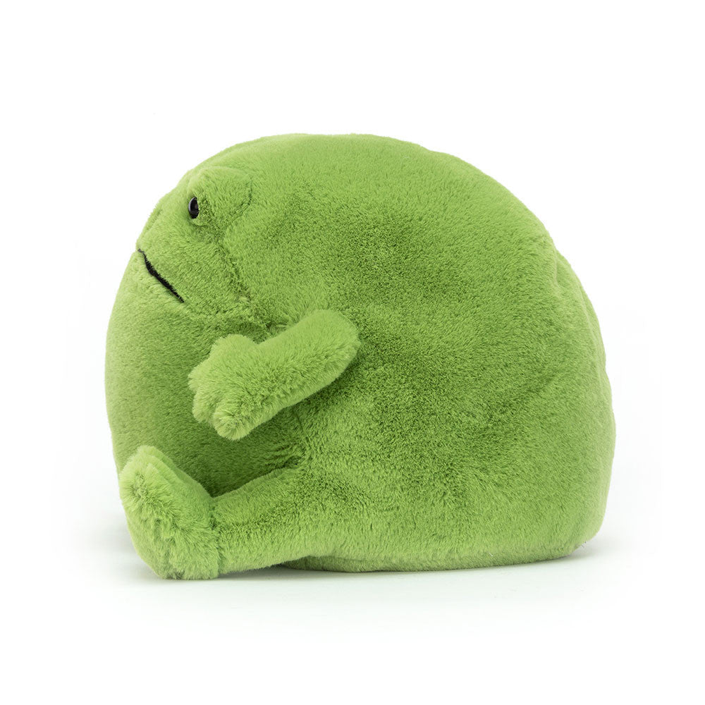 Ricky Rain Frog showing his profile  frown and all. This angle show how truly pudgy he is with his round shape and stubby arm & leg showing. 