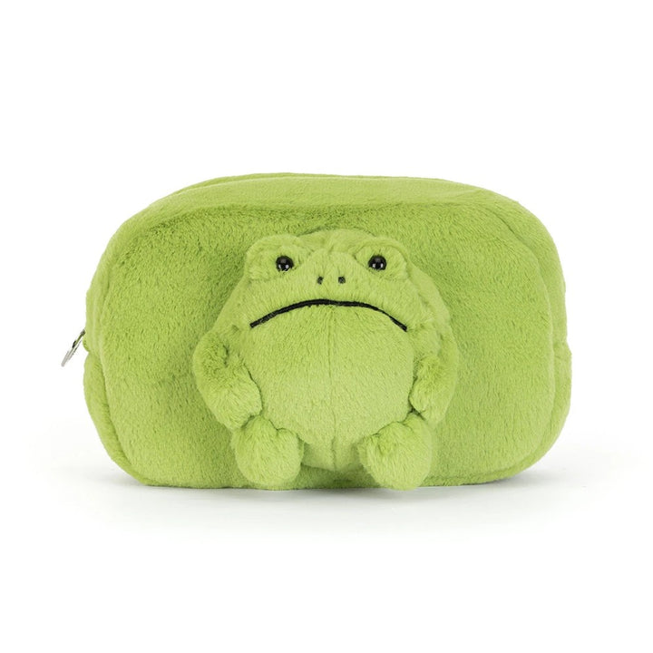 Jellycat Ricky Rain Frog Pouch green plush zippered pouch with frog character on front