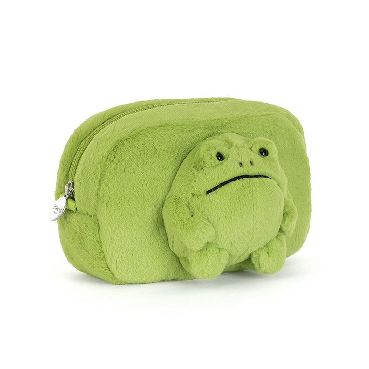 Jellycat Ricky Rain Frog Pouch green plush zippered pouch with frog character on front