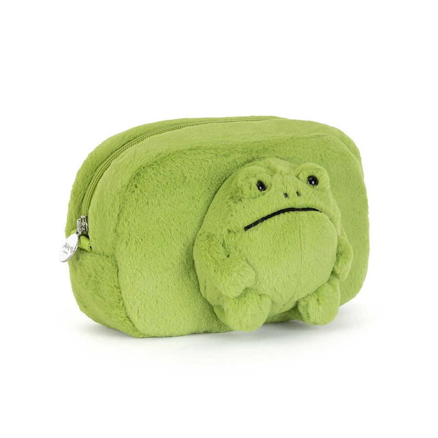 Jellycat Ricky Rain Frog Pouch green plush zippered pouch with frog character on front