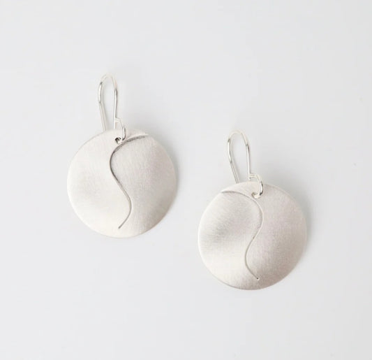 Matte Silver Swirl Drop Earring