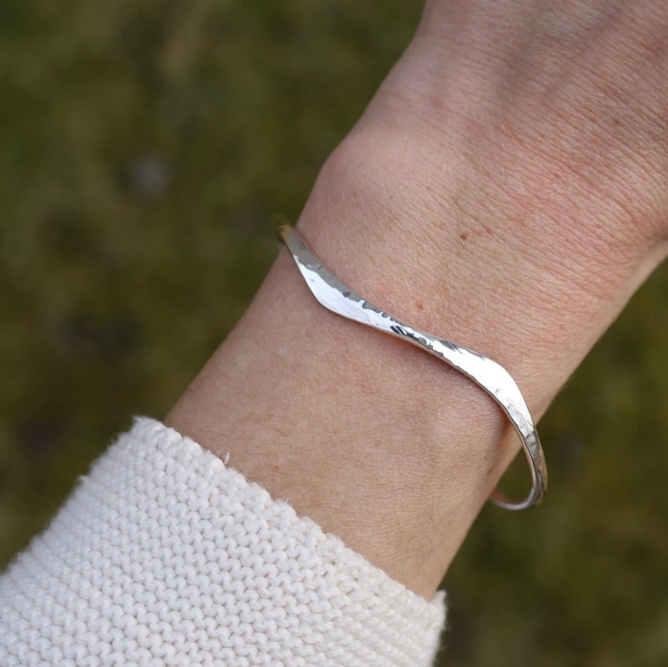 Hammered Wave Cuff Bracelet