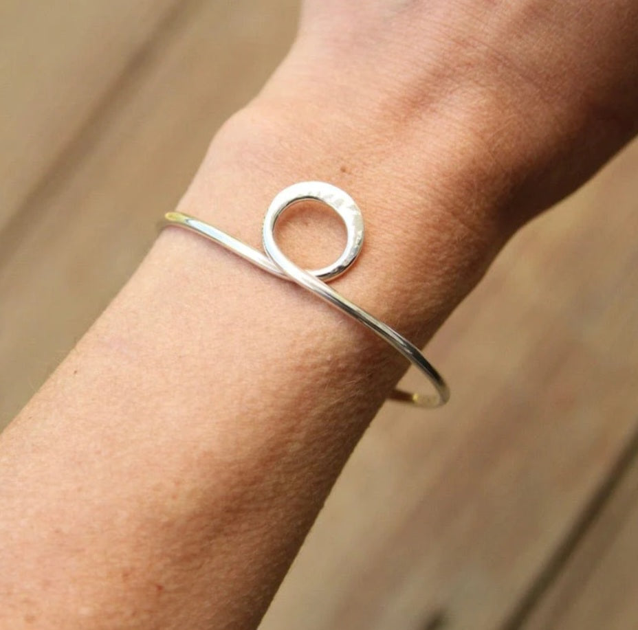 Cuff Bracelet w/ Hammered Center Circle