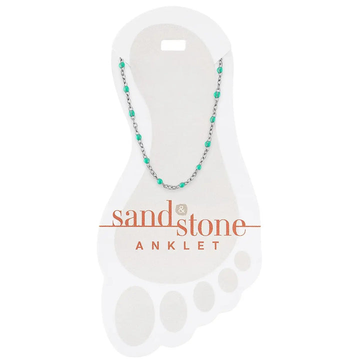 Silver Petite Beaded Chain Anklet