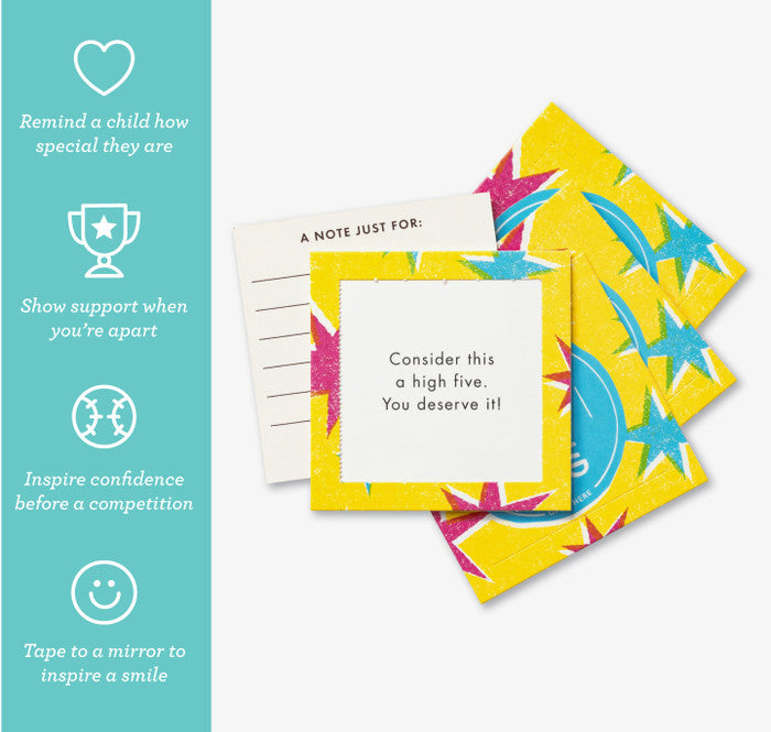 Colorful motivational cards with text and graphics on a white background