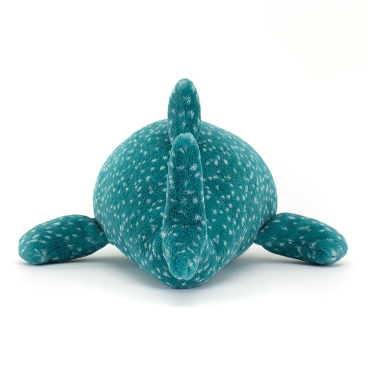 Gobfrey Whale Shark back view really shows off his size, strong tail, side fins and of course his blue spotted body.