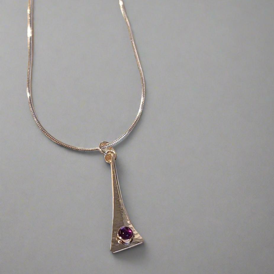 Elongated Triangle Necklace w/ Amethyst