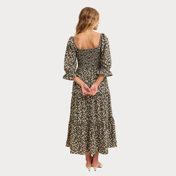 Floral Smocked Dress w/ Tiered Ruffles