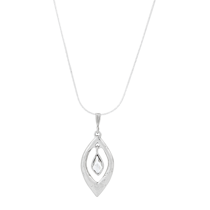 'Gorgeous Sides' Sterling Silver Crystal Pendant Necklace