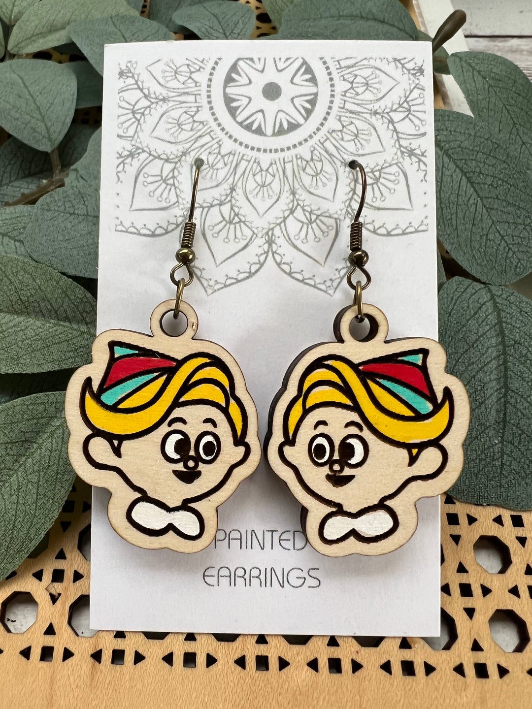 Wooden Earrings - Christmas Dentist
