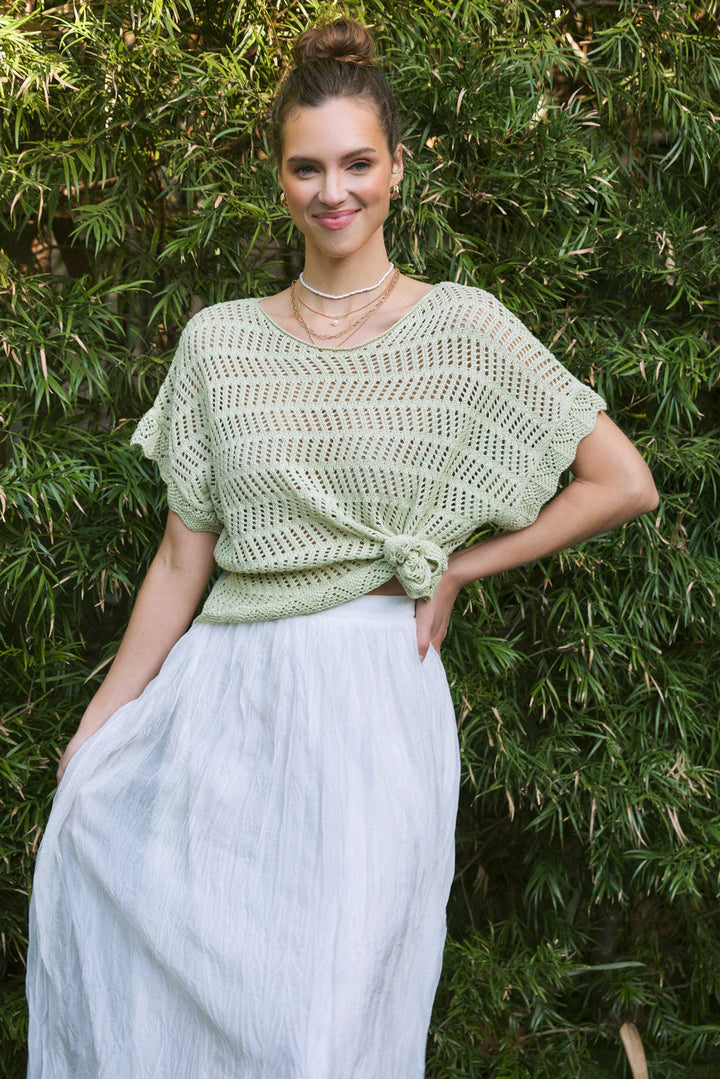 Crochet Sweater w/ Scallop Edge