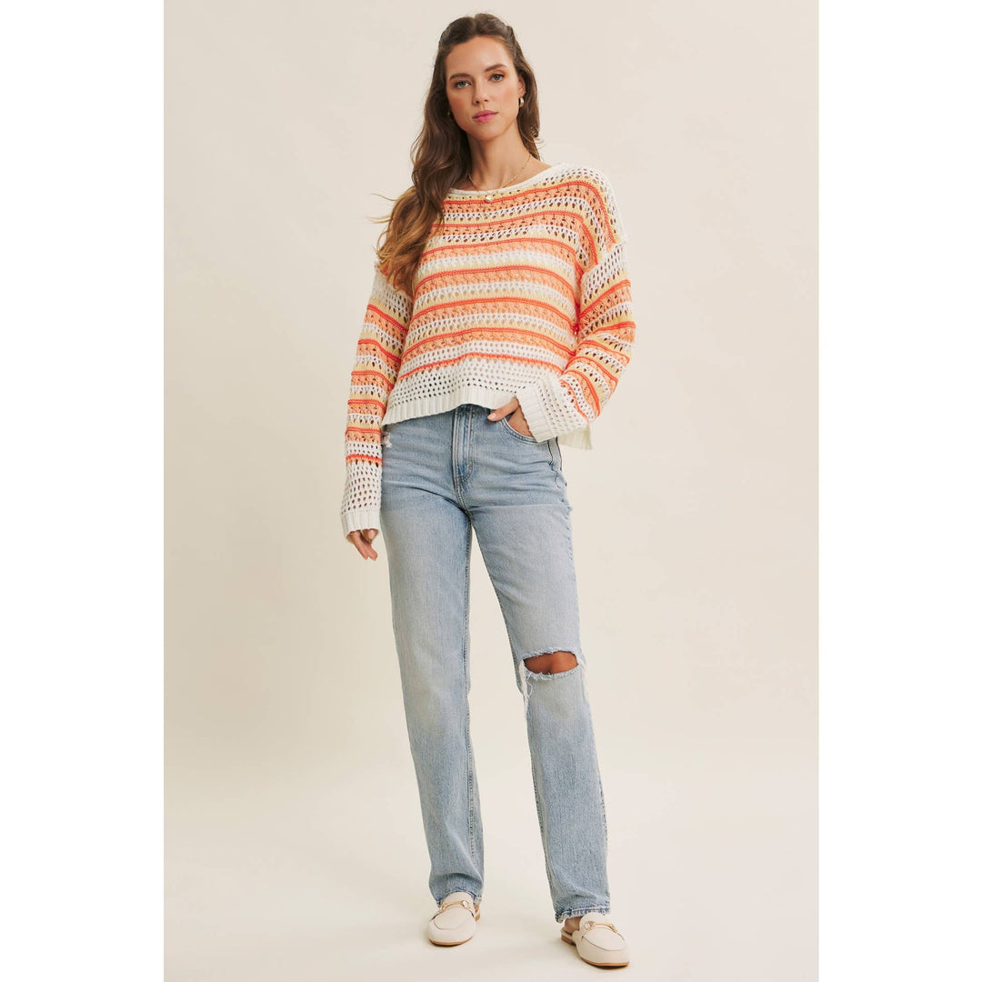 Bright Multi Stripe Crochet Top