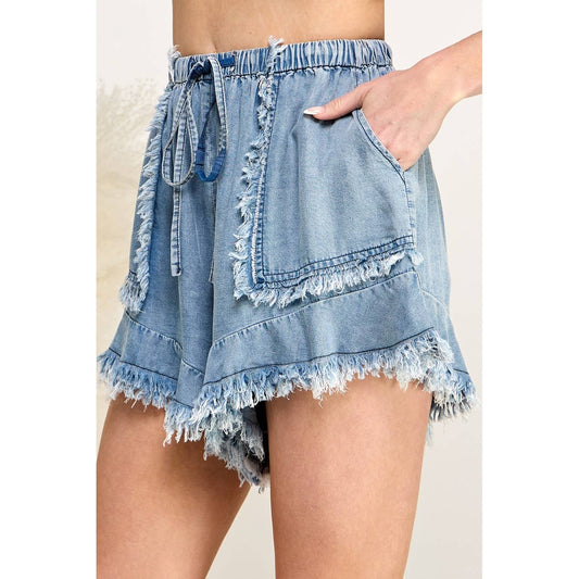 Boho Frayed Tencil Shorts