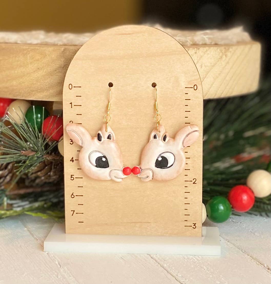 Rudolph Holiday Clay Earrings