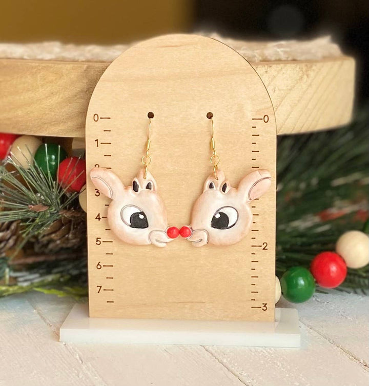 Rudolph Holiday Clay Earrings
