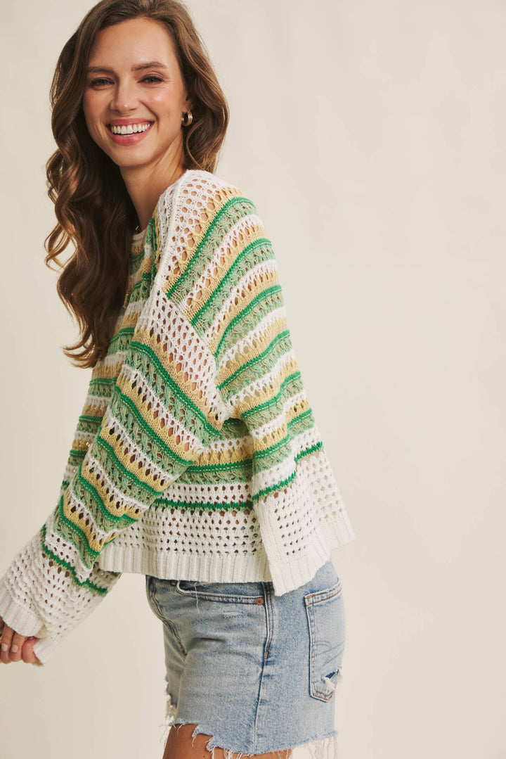 Bright Multi Stripe Crochet Top