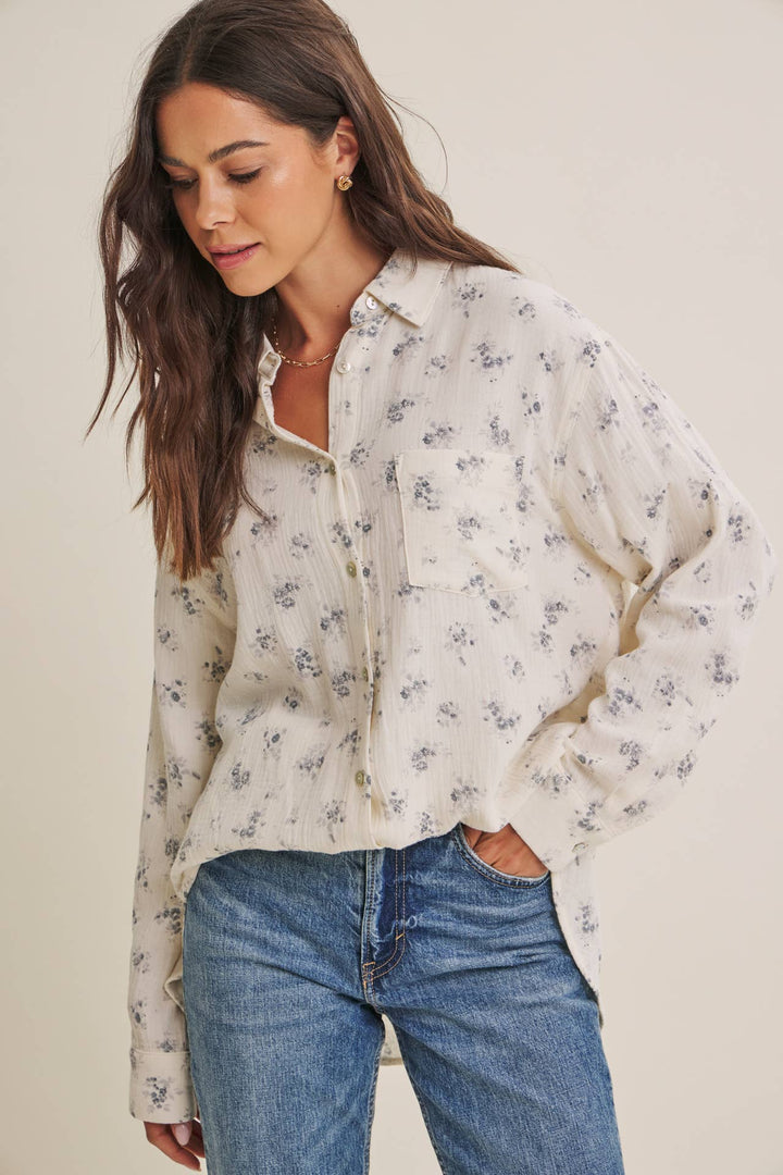 Floral Cotton Gauze Button-Up – Effortless Everyday Style
