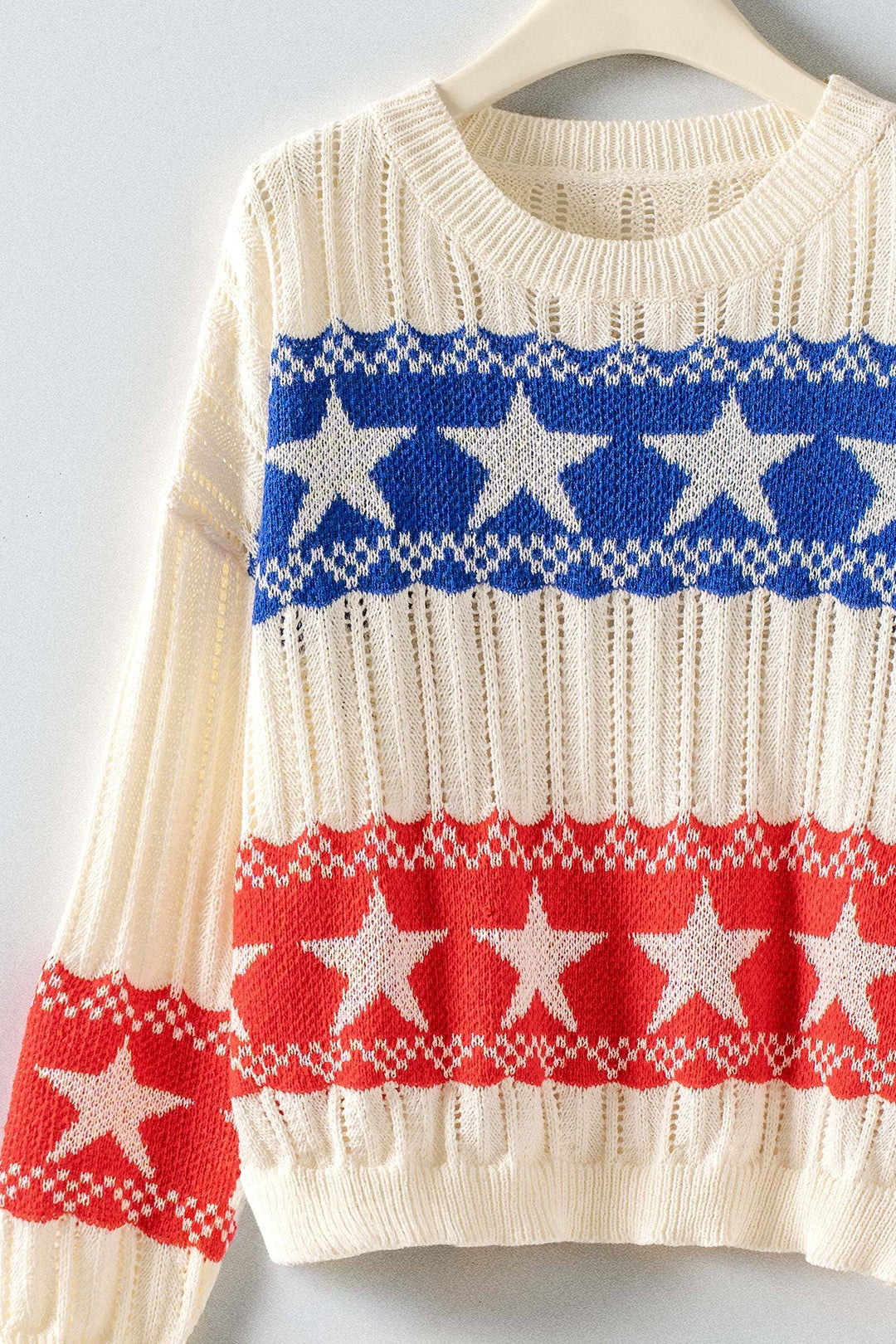 Stars & Stripes Open Knit Sweater