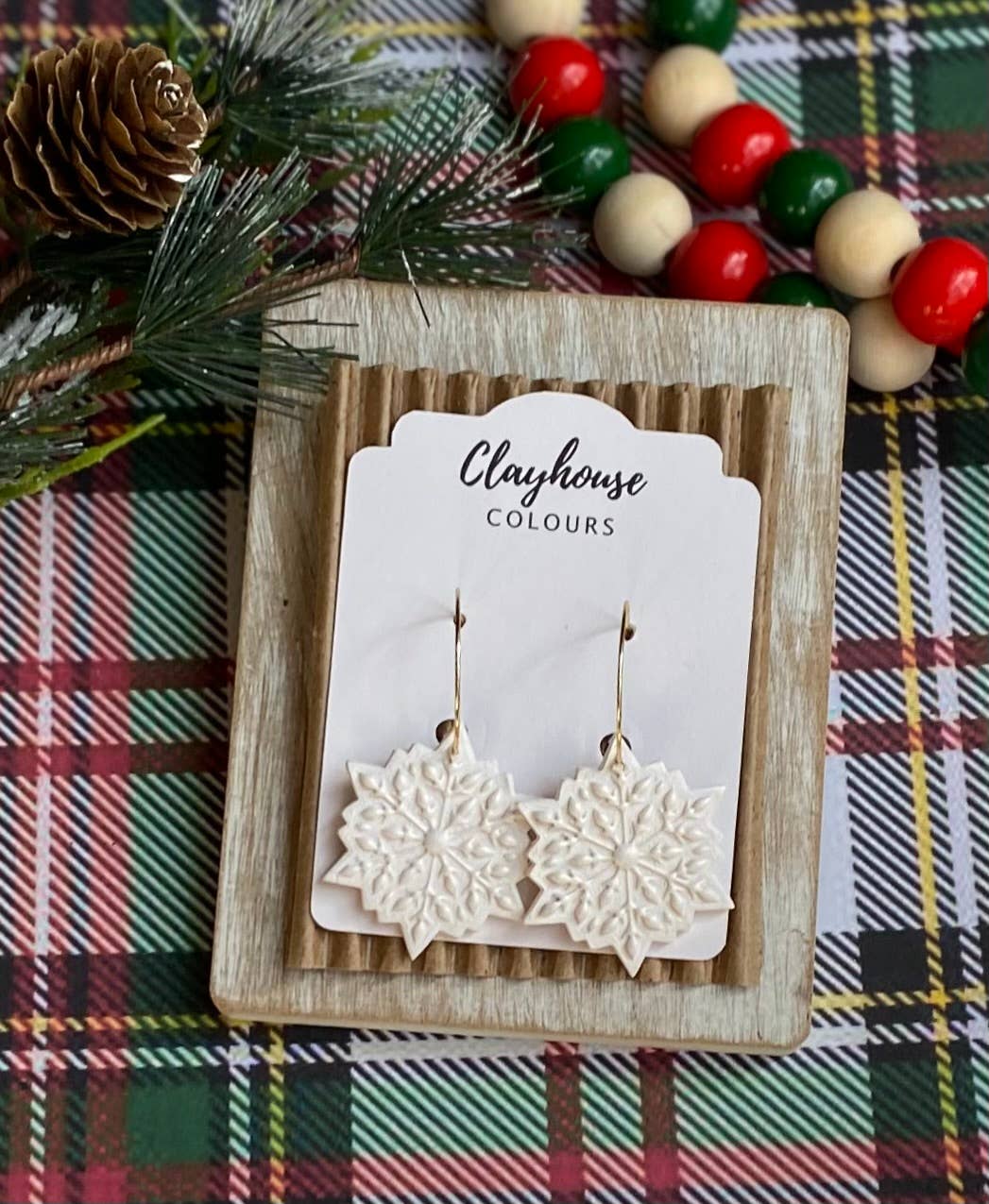 Snowflake Clay Hoops