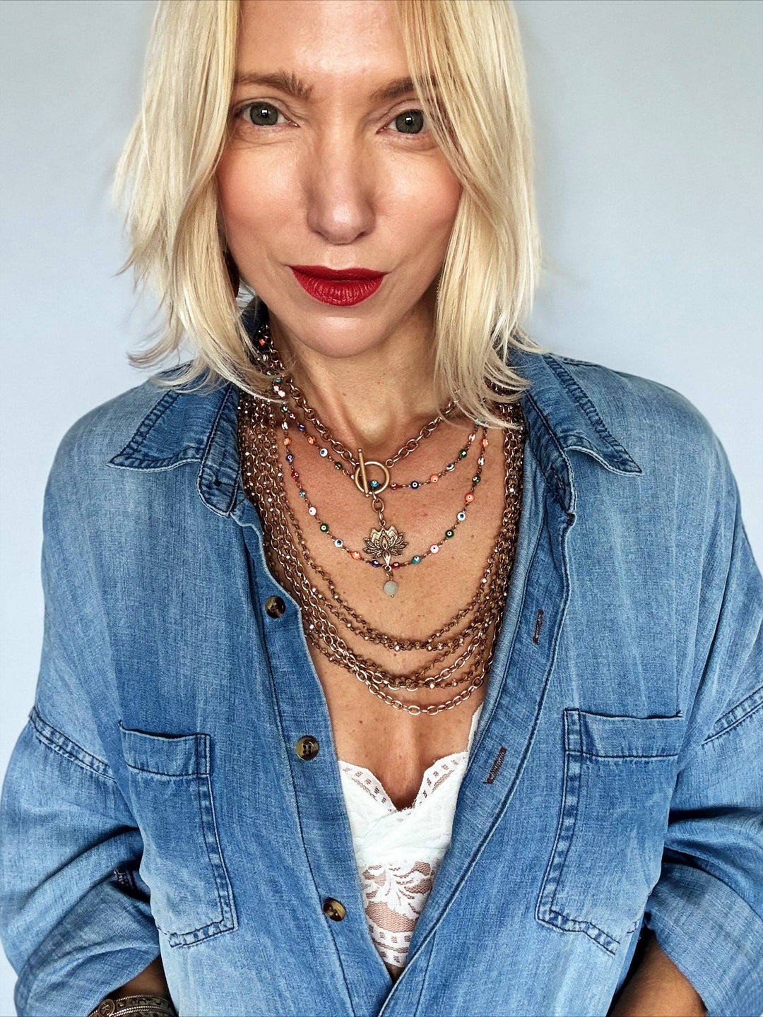 Multistrand Beaded & Chain Layering Necklace