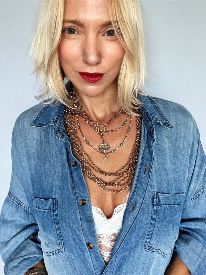 Multistrand Beaded & Chain Layering Necklace