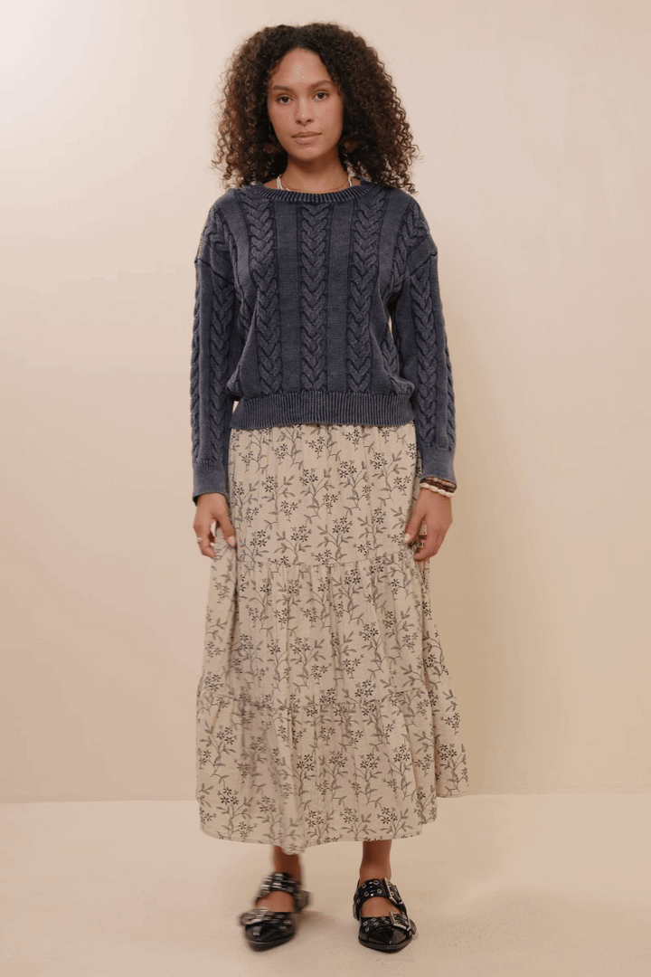 Cable Knit Washed Pullover Sweater – Effortless Comfort