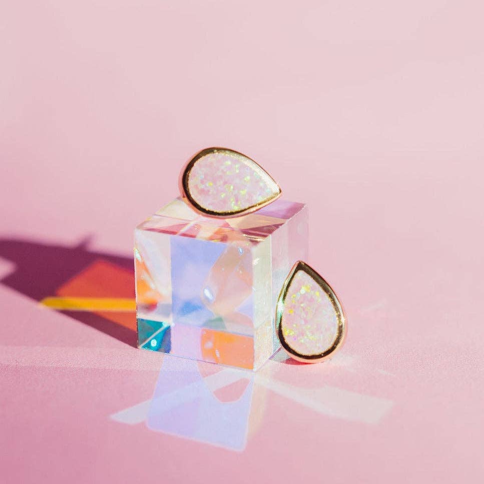 Pink Opal "Drop of Rosé" Stud Earrings