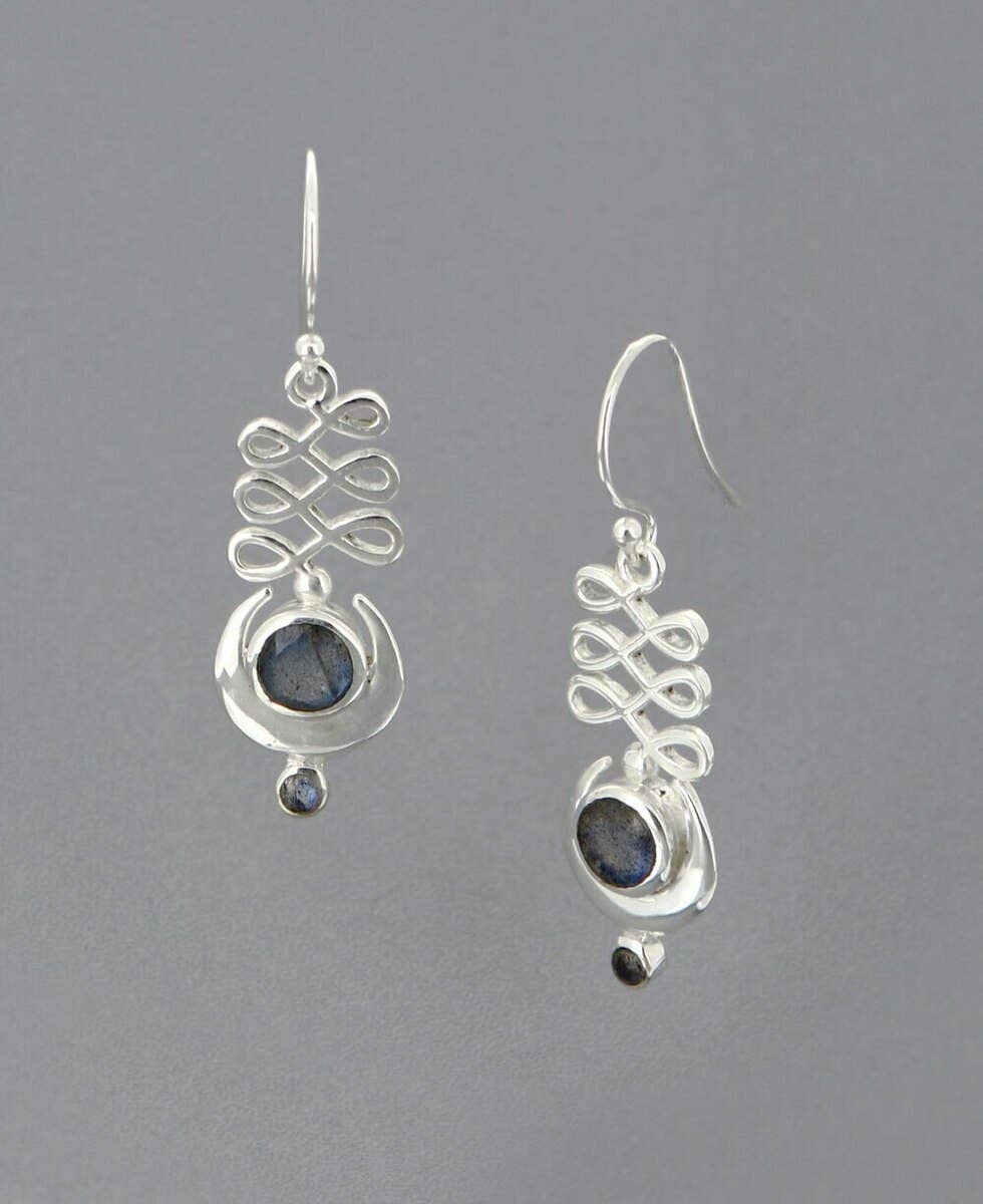 Unalome Labradorite Earrings, Sterling Silver