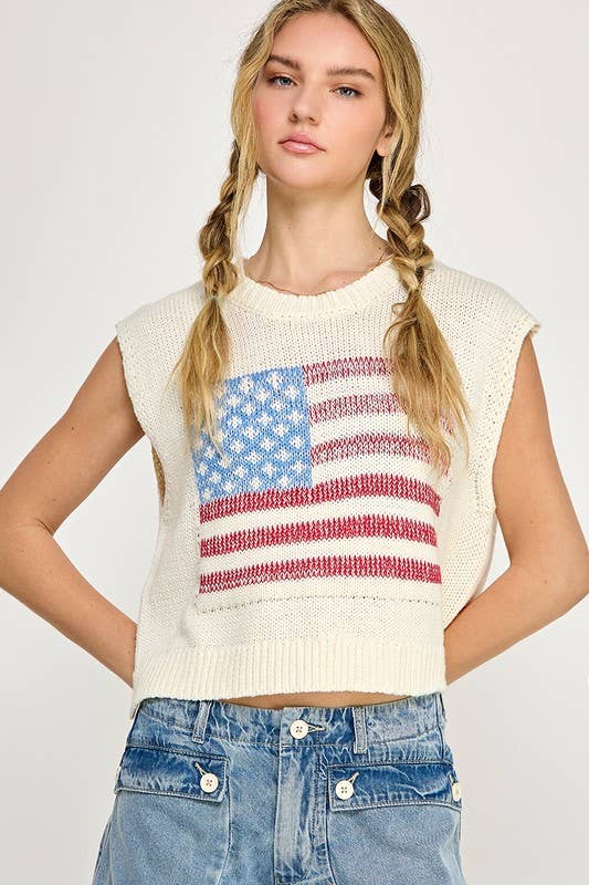 Sweater Vest w/ American Flag