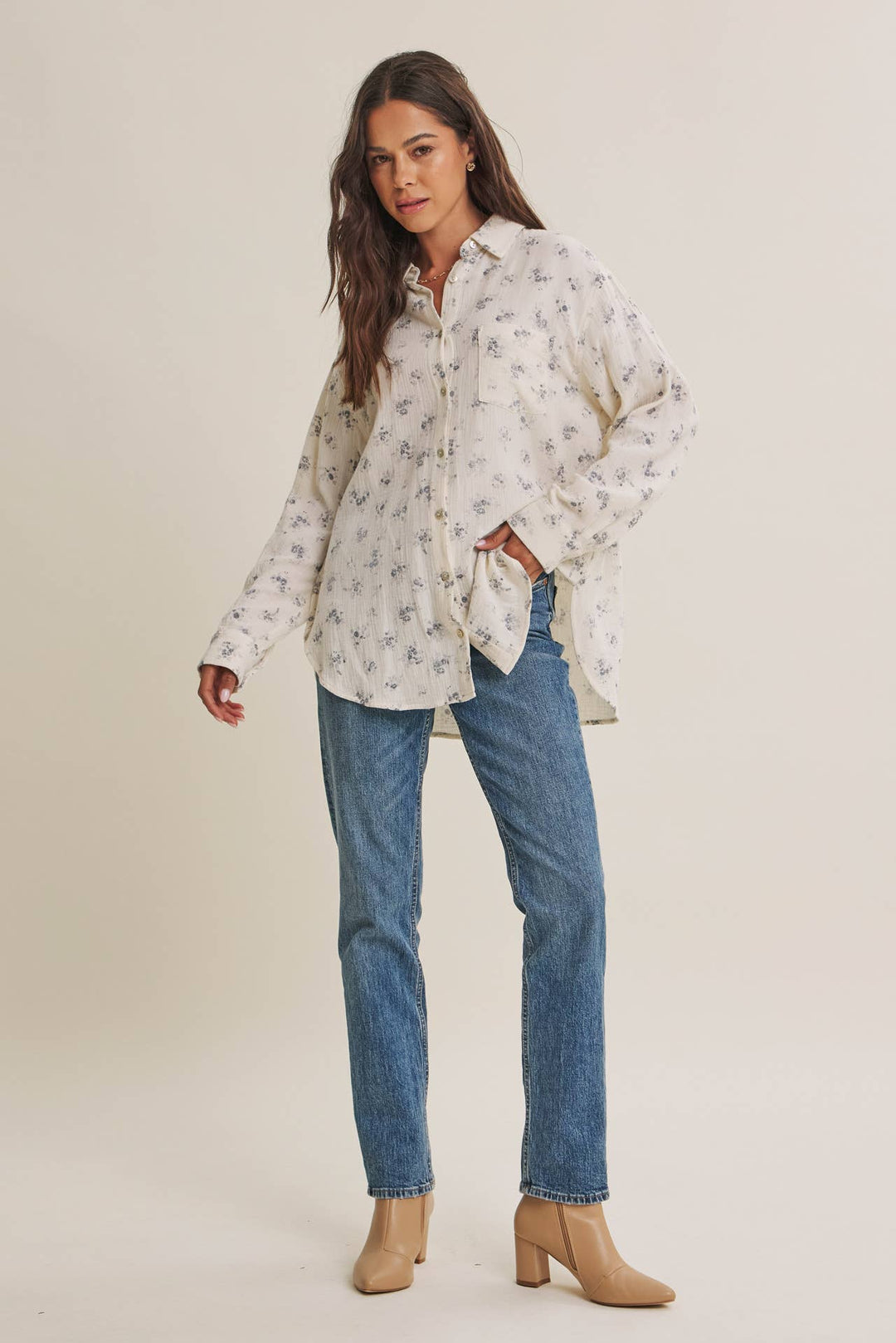 Floral Cotton Gauze Button-Up – Effortless Everyday Style