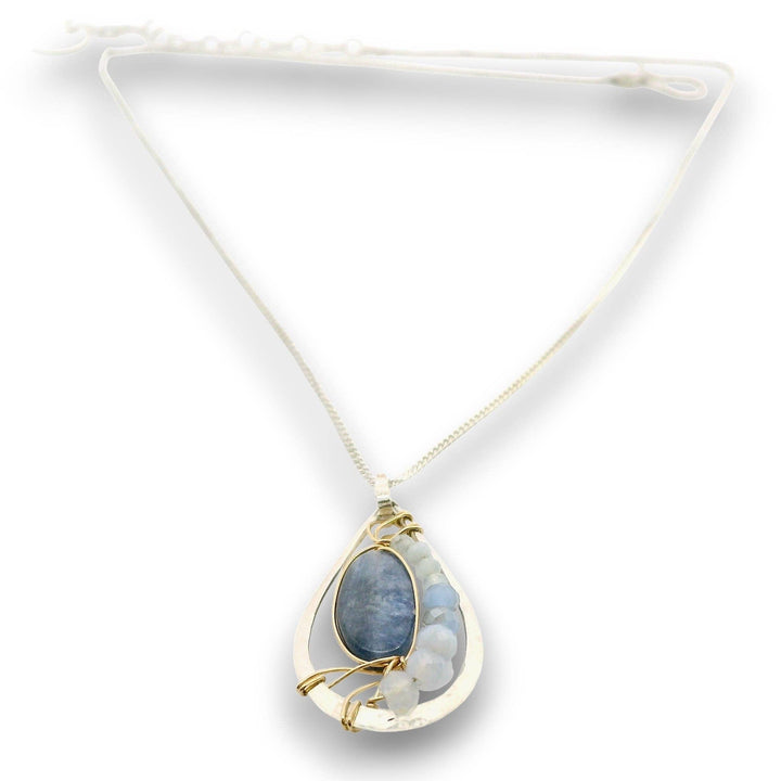 Washed Denim Blue Kyanite Pendant Necklace
