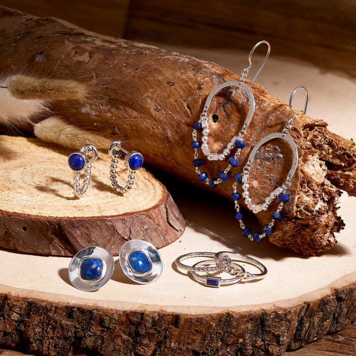 'Feeling Cool' Sterling Silver Lapis Stud Earrings