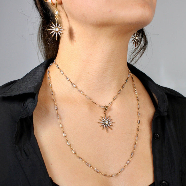 Breathe Crystal Starburst Station Chain Necklace