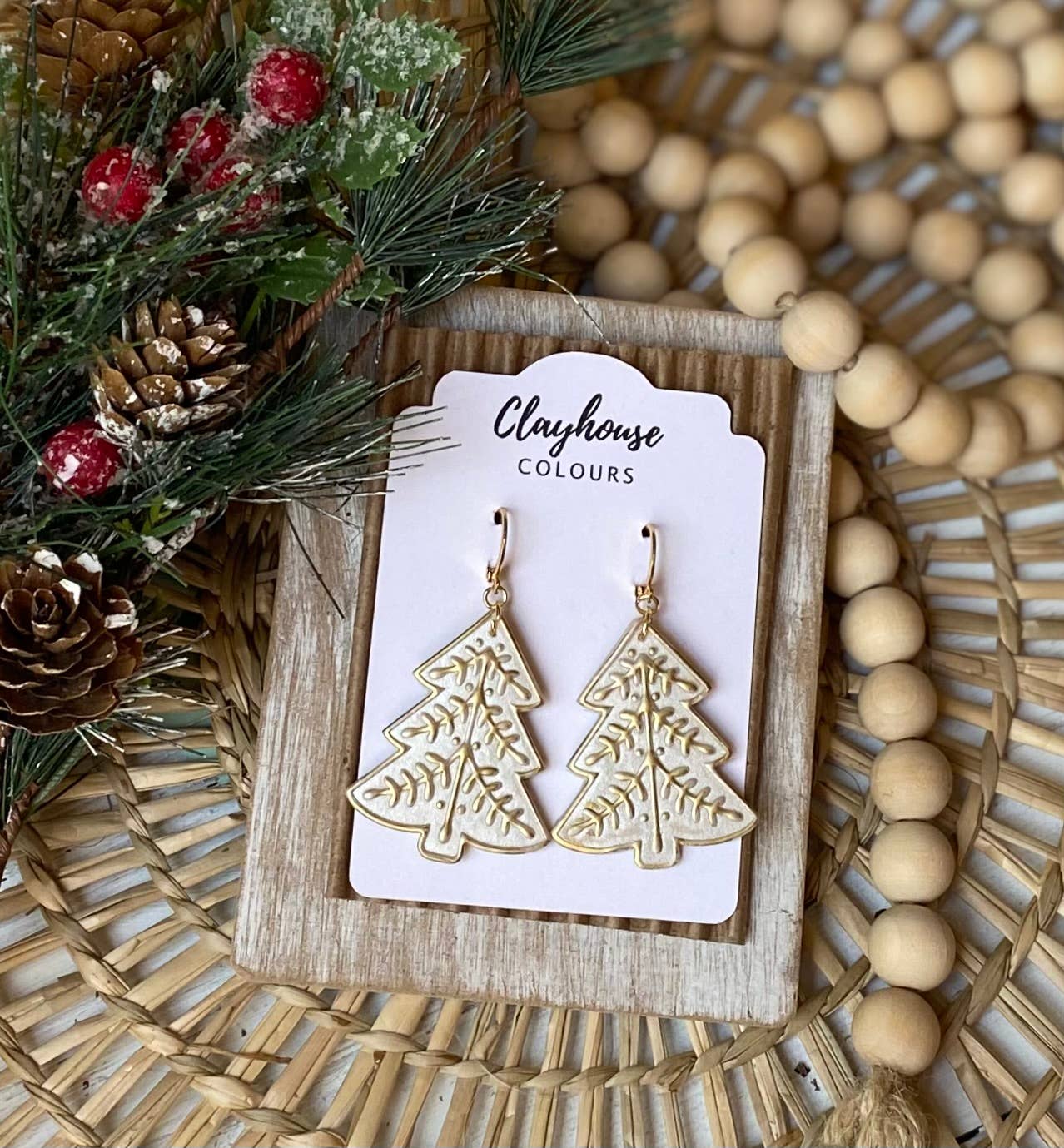 Christmas Tree Clay Earrings