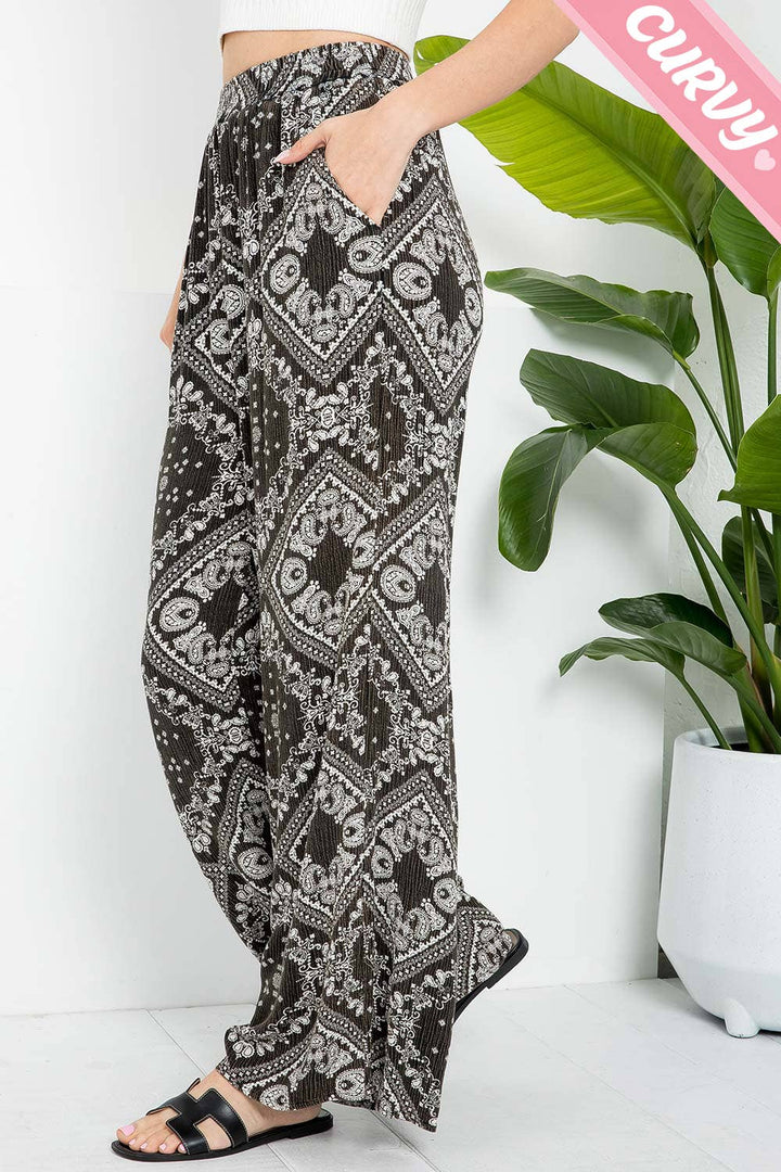 Bandana Print Pants - Plus