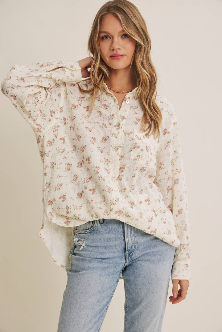 Floral Cotton Gauze Button-Up – Effortless Everyday Style