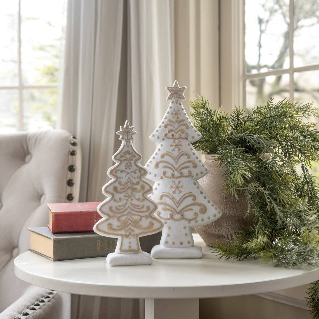 11.75" White Gingerbread Tree – Holiday Tabletop Décor