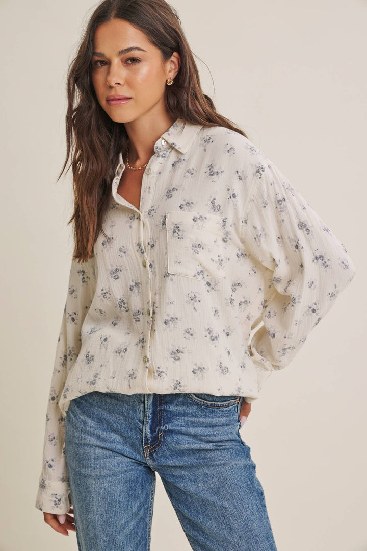 Floral Cotton Gauze Button-Up – Effortless Everyday Style