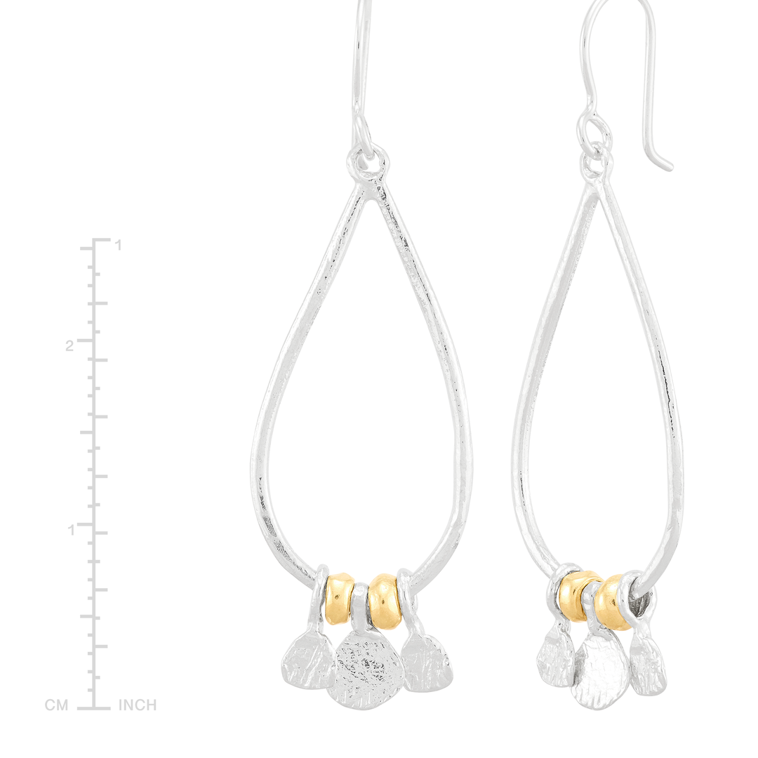 'Golden Tears' Sterling Silver with 14K Yellow Gold Plating Drop Earring