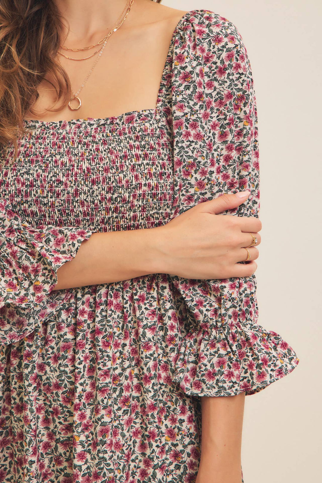 Floral Smocked Dress w/ Tiered Ruffles