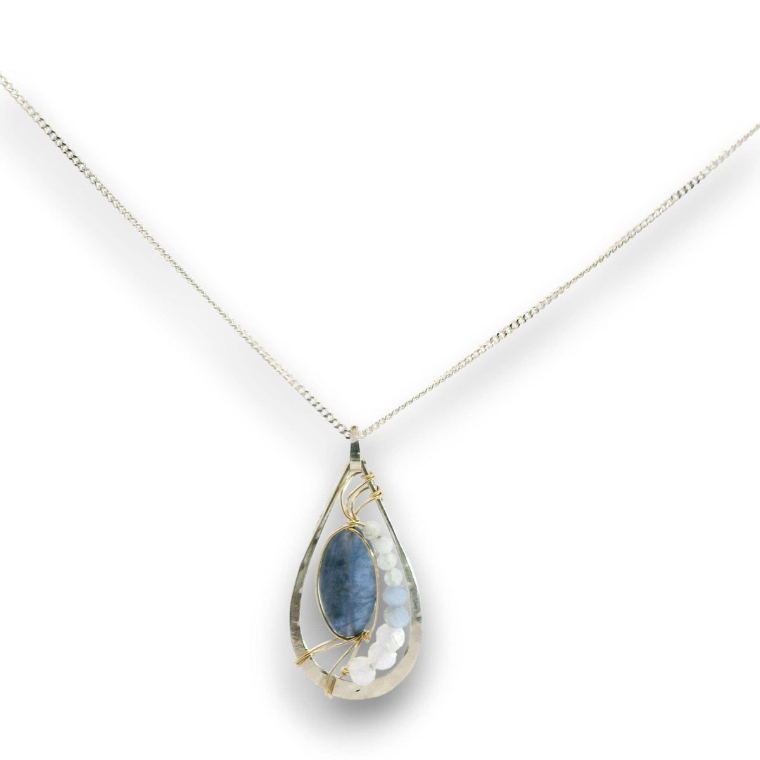 Washed Denim Blue Kyanite Pendant Necklace