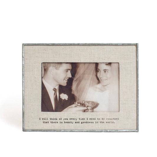 I Will Think Of You - Horizontal Glass Linen Photo Frame