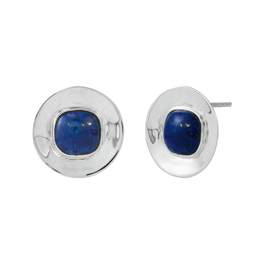 'Feeling Cool' Sterling Silver Lapis Stud Earrings